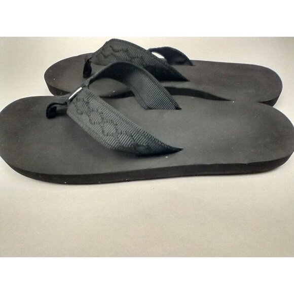 REEF ~ Black Design - Squishy Comfort Flip Flops / No Slip Sandals sz 9 - Picture 3 of 4